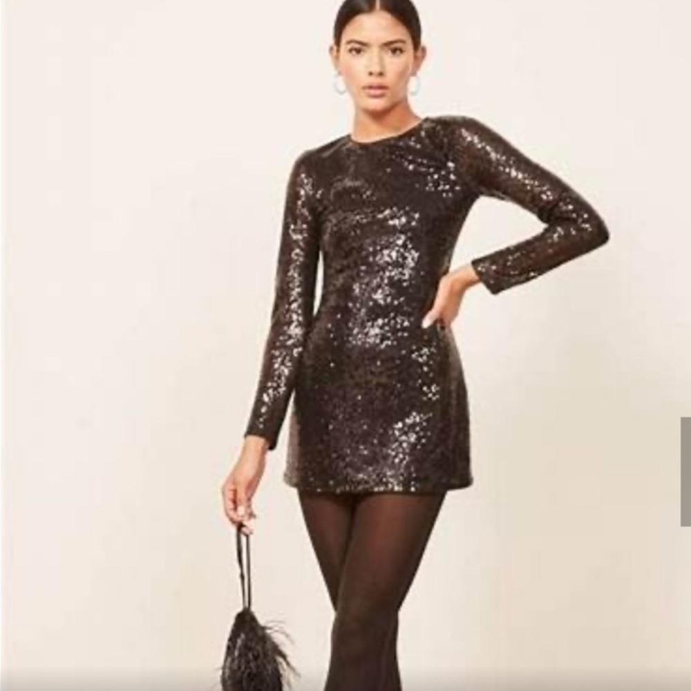 Reformation black sequin dress Sz XS